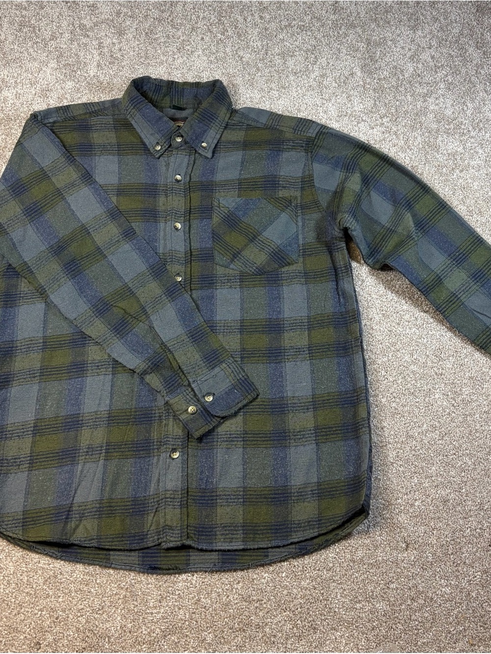 Casual Green & Blue Plaid Button-Down Shirt